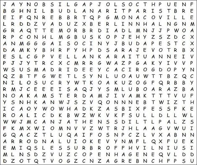 English Exercises Word Search Puzzle European Capitals