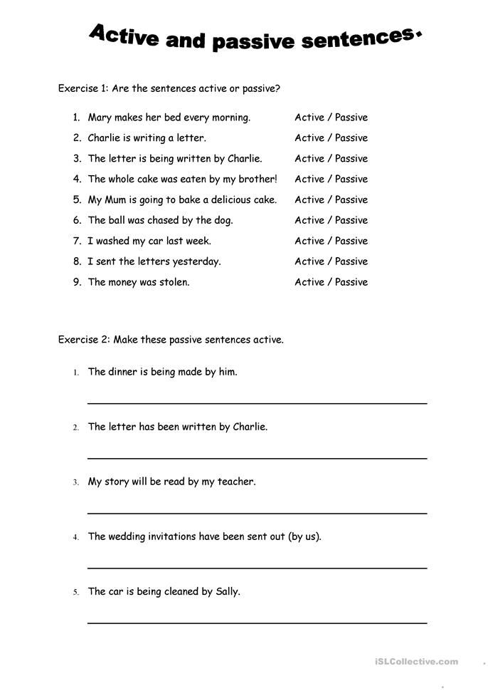 English Exercises Active And Passive Voice Worksheet