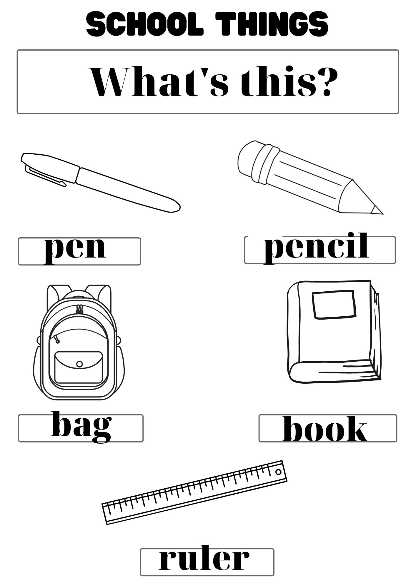 English Exercises: School things