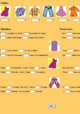 English exercises: the Clothes